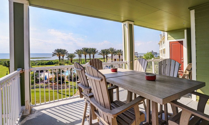 Galveston Condo | Amazing view of San Luis Pass and directly viewing the Sunset Pool/Lazy River!