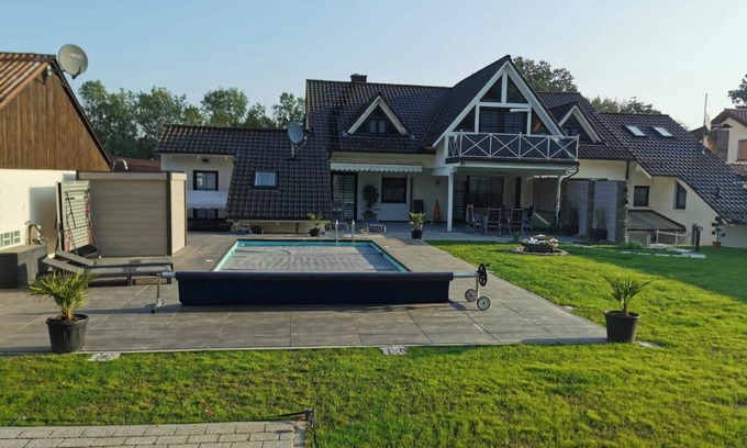 Altenkunstadt Apartment | Apartment/attic apartment with balcony, pool, terrace, barbecue and garden.