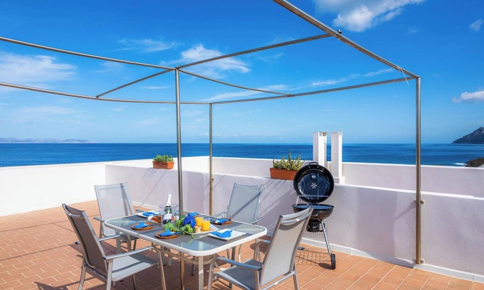 Colonia de Sant Pere Apartment | Apartment Brisa Marina with Sea View, Mountain View, Wi-Fi, A/C, Balcony & Garden