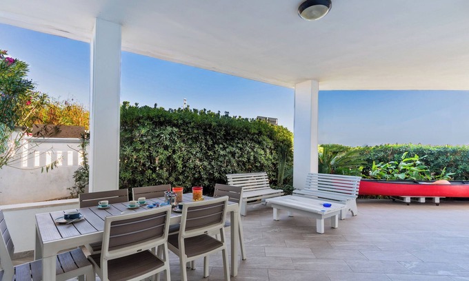 Marina Serra Apartment | Apartment "Calliope" with Sea View, Private Terrace, Wi-Fi & A/C