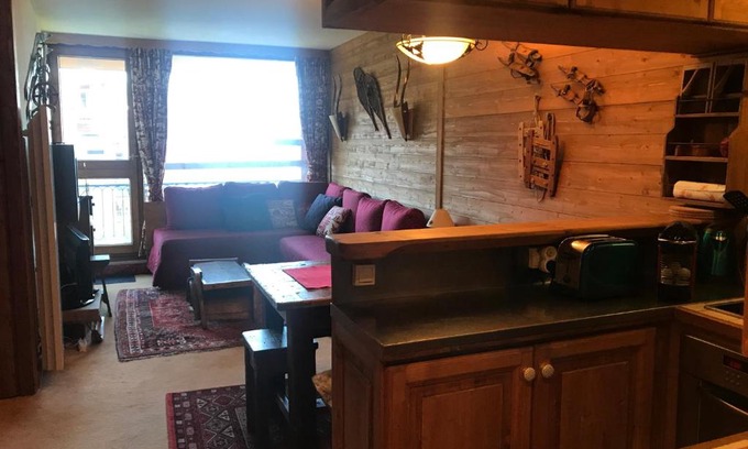 Arc-1800 Apartment | Arcs 1800 bel appt 6pers-ambiance chalet-Nova1-pied des pistes, parking couvert gratuit