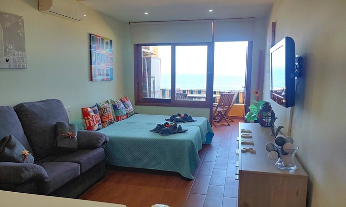 Santiago del Teide Apartment | Balcony, sea view, WiFi, A/C, swimming pool, 100 mts. from beach