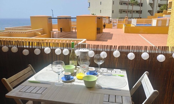 Santiago del Teide Apartment | Balcony, sea view, WI-FI, and swimming pool, 100 mts. from the beach