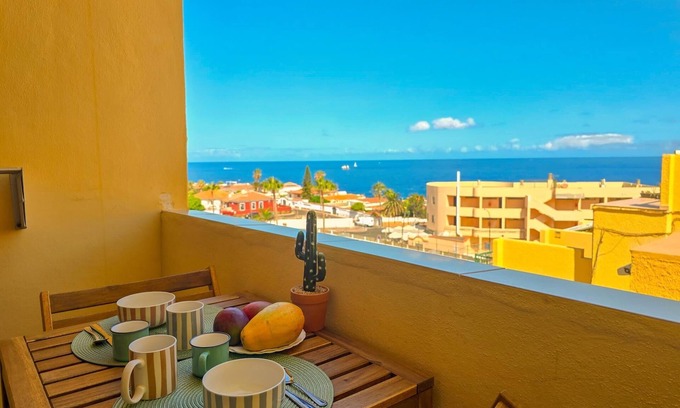 Santiago del Teide Apartment | Balcony, sea view, WiFi, A/C, swimming pool, 100 mts. from beach