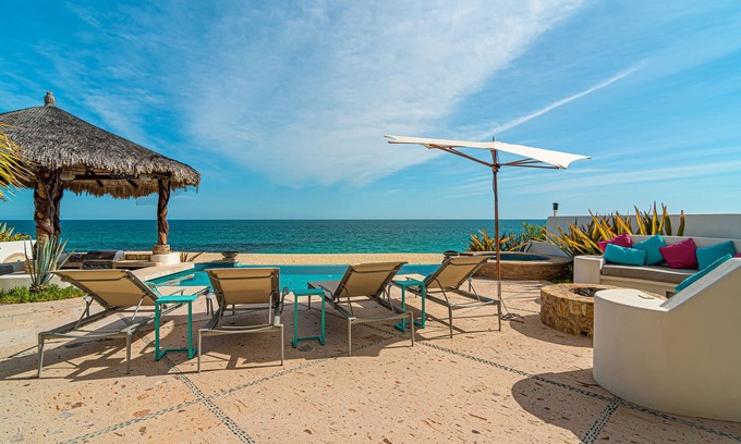 Buzzards House | Beachfront 4BD Villa with a Wrap Around Upper Terrace and a Private Pool