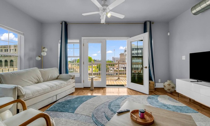 Port Huron Apartment | Beachy Blues by the Black River
