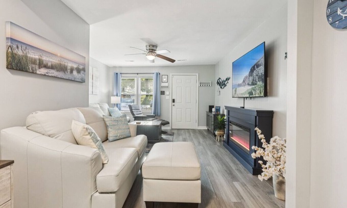 Kansas City House | Beachy Haven Duplex - 3BR/2BA, Pet-Friendly with Firepit