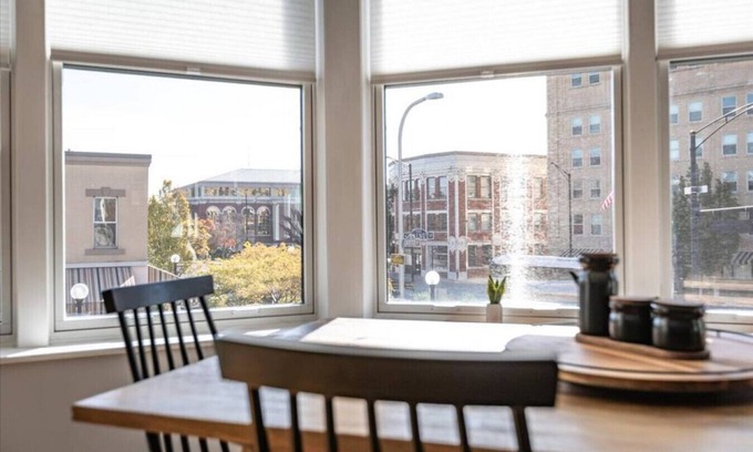 Champaign Apartment | Beautiful corner view loft in downtown Champaign.