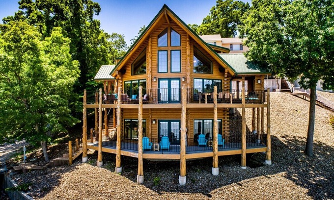Sunrise Beach House | Beautiful Lakefront Lodge w/Private Dock and Amazing 180 View from Two Decks