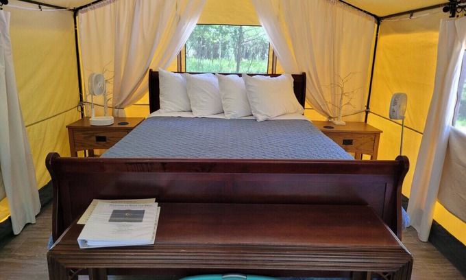 Mid America RV Rental | Black Fox Den: A Woodland Glamp - Dog Friendly