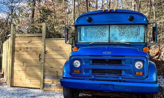 Greenville House | Blue Bird Bus at the Saluda River