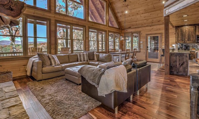 Cherry Log Cabin | Blue's Ridge - Pet Friendly | Hot Tub | Outdoor Living Room