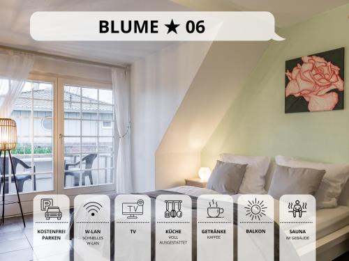 Schneverdingen Apartment | Blumenvilla 6 mit Küche, Balkon, Sauna und Garten