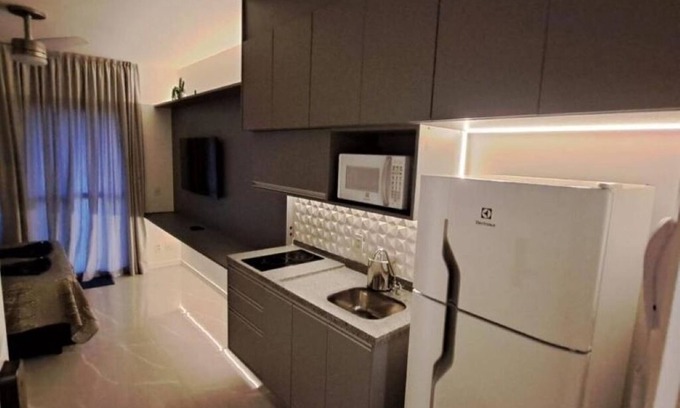 Central Zone Apartment | Gray and Green one Apartamento Novo, Moderno com Varanda