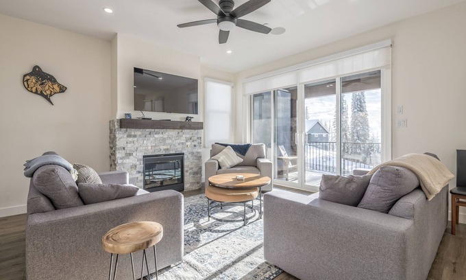 Silver Star Mountain House | Brand new modern duplex with private hot tub, laundry, gear room, garage and A/C
