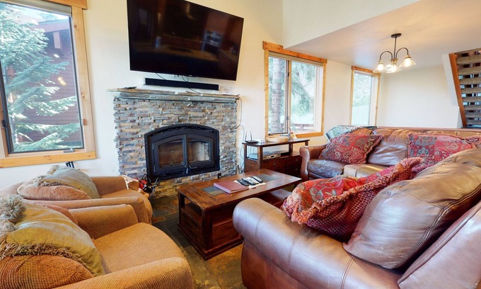 Mammoth Lakes Condo | Bridges Townhome 15 Remodeled Mountain View Townhome with Private Jacuzzi and Garage by RedAwning