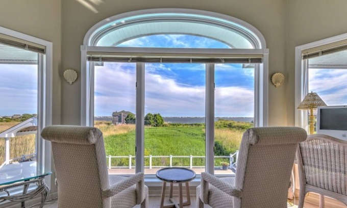 Westhampton House | Bright, Spacious Hamptons Waterview Retreat -Pool, Hot Tub, Grill + Sunset Views