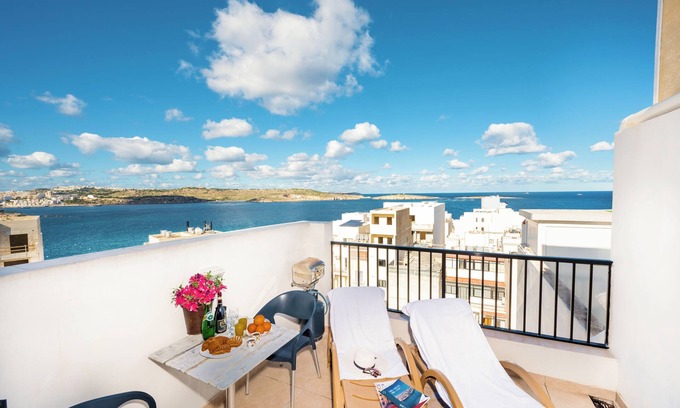Bugibba Apartment | Bugibba - Penthouse 150m from Promenade - Nice Sea Views and BBQ