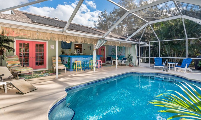 Sebastian Highlands House | 🍹🌞 Cabana Paradise! Heated Pool, Poolside TV and Tiki Bar, Near Beaches!