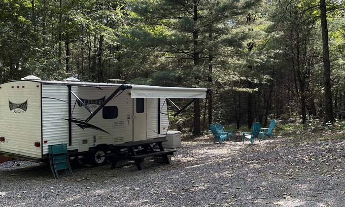 Benton House | Camper next to Rickett’s glen