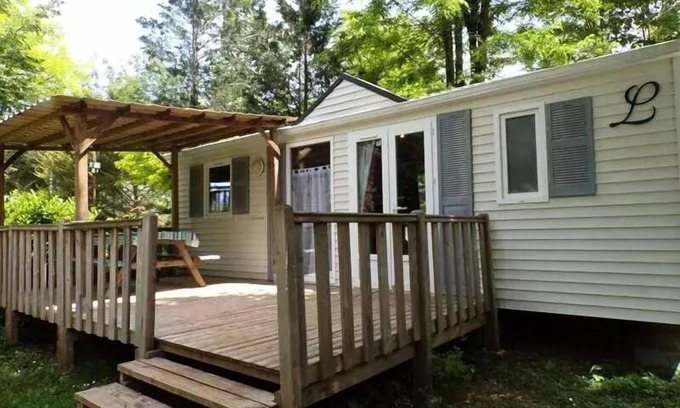 La Cassagne House | Camping de la Grande Prade * - Residence Mobile comfort walnuts with semi-covered wood terrace 18 m2 6 people