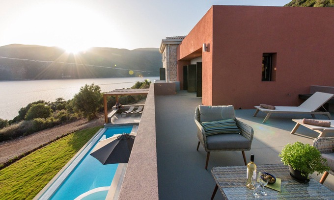Evgiros Villa | Cape villa, be blown away by breathtaking waterfront luxury villa!