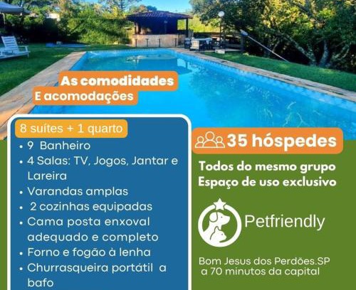 Bom Jesus dos Perdoes Villa | Chacara Aguas Claras 8 suite pesca piscina Karaoke