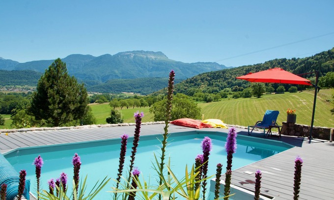 Saint-Etienne-de-Crossey Apartment | Charming apartment overlooking garden, pool and the Chartreuse