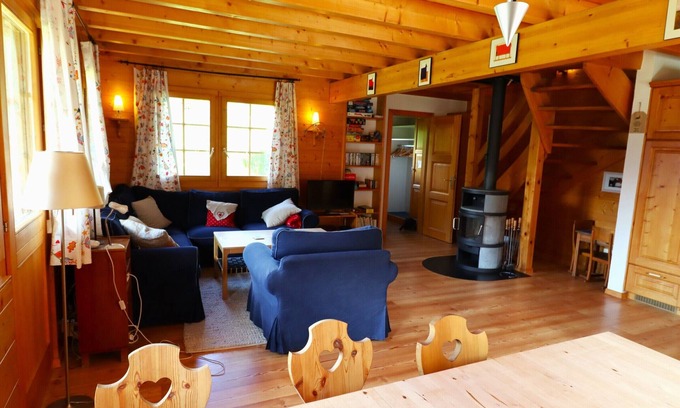 Saint-Luc Ski Chalet | Charming chalet for 8 people with a large terrace and a balcony with garden furniture.Interior : app