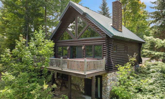 Boyne City Ski Chalet | Charming Log Cabin Just Steps from the Slopes at Boyne Mountain