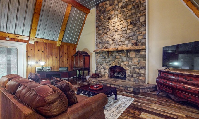 Ellijay Cabin | Charming log cabin with serene views, private pond, & cozy fireplace