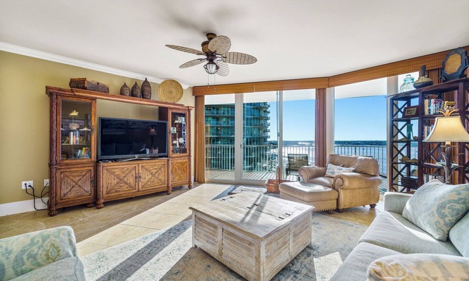 Orange Beach East Condo | Charming Two Bedroom Unit with Gorgeous Bay Views! Complimentary Boat Slip!