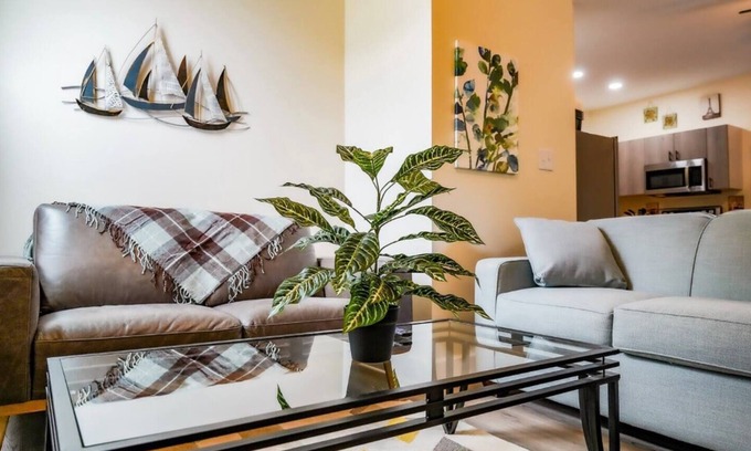 Sandusky Apartment | Coastal Purple: Minutes to Cedar Point & Sports Complex! Sleeps 9