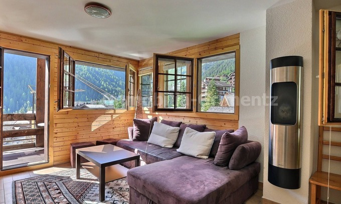 Grimentz Apartment | Comfortable flat on 2 levels for 6 to 8 people, living room, kitchen area with dishwasher, 2 double