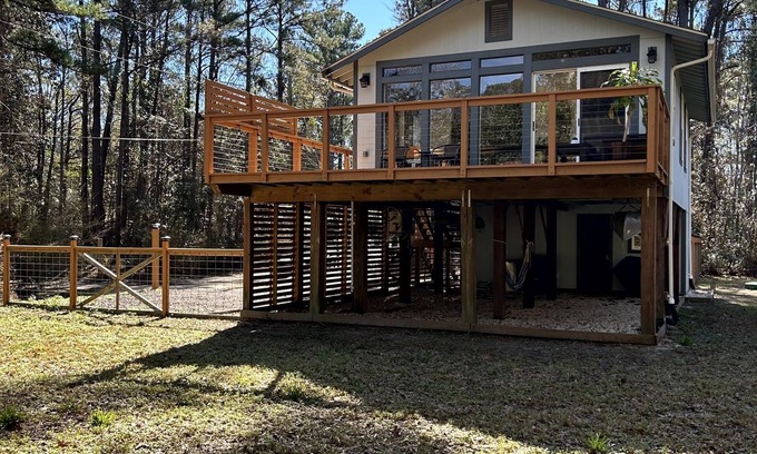 Theodore House | Cozy coastal oasis w/wooded views and wrap around deck. Close to Dauphin Island