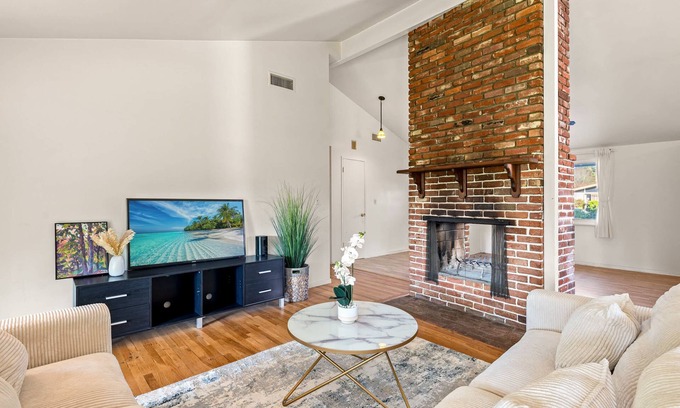 Duarte House | Cozy Family Retreat With Fireplace Spacious Yard