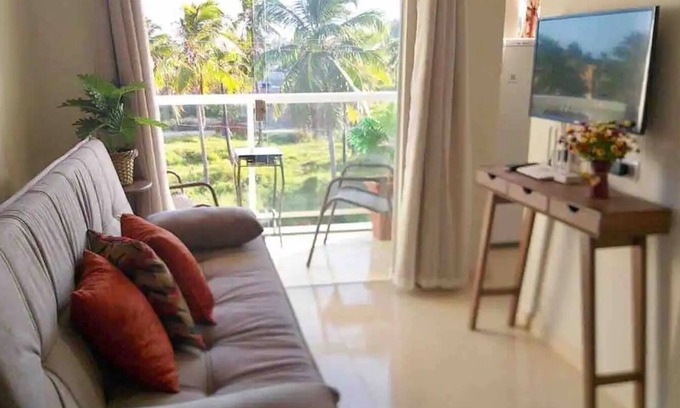 Ponta do Mangue House | Cozy flat with balcony in new building with swimming pool near Peroba Beach