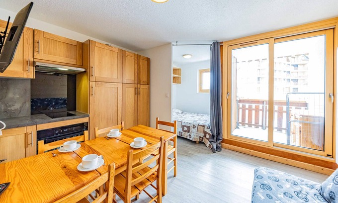 Montgellafrey Apartment | Cozy studio 5 pers, ski-in/ski-out, balcony, near shops
