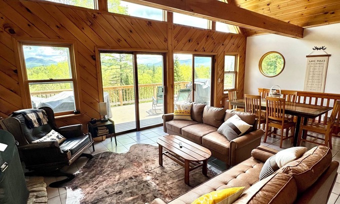Saranac Lake House | Cozy Secluded Lakefront Chalet With Hottub & Mountain Views