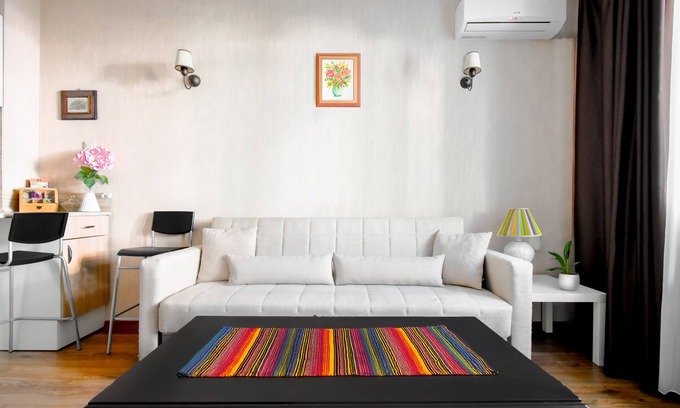 Sofia City Center Apartment | Cozy Stay: AC, Full Kitchen & Comfy Bed w/Dark Curtains