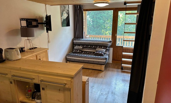 Demi-Quartier Apartment | Cozy studio in Demi-Quartier, sleeps 4 with parking