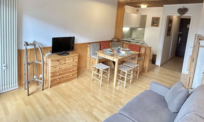 Megeve Apartment | Cozy Studio with Alcove, Sleeps 4, Near Ski Lifts in Megève