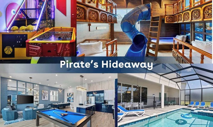 Loughman House | Cozy Villa w Pirate Theme BR, Theater, Arcade, Game Loft & Spa Pool - Near Parks
