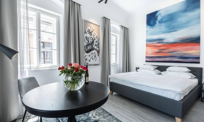 Krems an der Donau Apartment | Deluxe Studio "Art Collection" with King Bed, View and Air Conditioning