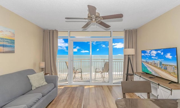 Downtown Myrtle Beach Condo | Direct Oceanfront 2 Bedroom with Updates! Walk to the Skywheel-Atlantica 757