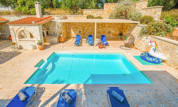 Koutsi Villa | Divista: Mesmerizing Sea View, Private Pool, Exquisite Stonework