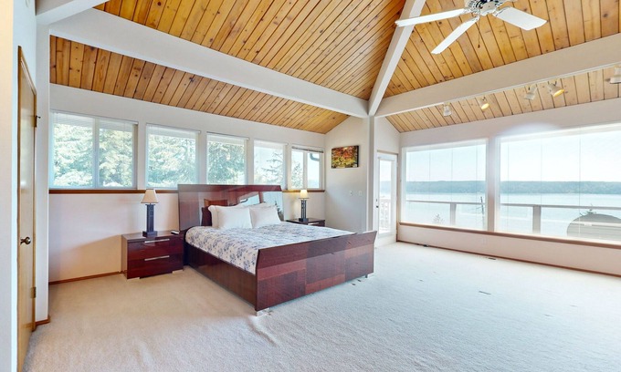 Brinnon House | Dog-friendly home overlooking Hood Canal with deck, fireplace & community beach