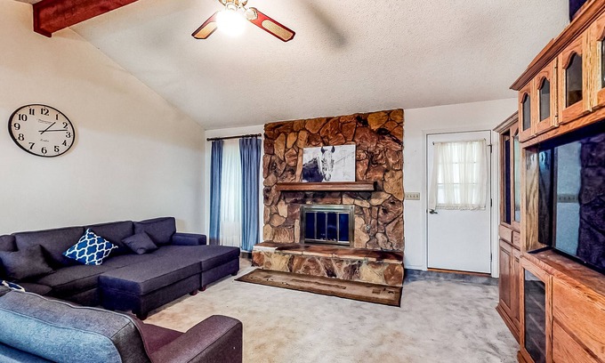 Pilot Point House | Dog-friendly home with a wood-burning fireplace, board games, W/D, and patio