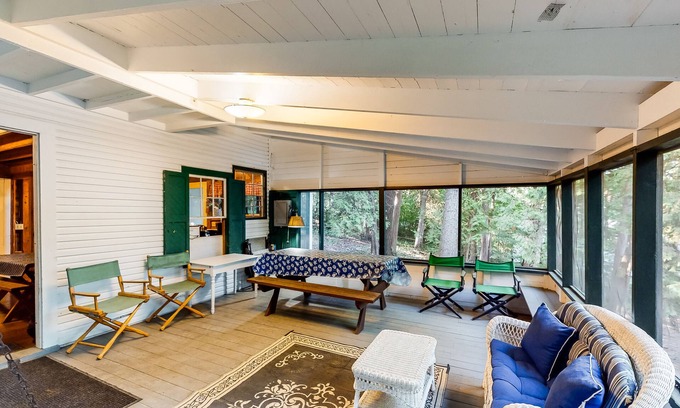 Charlotte Cottage | Dog-Friendly Lakefront cabin w/Free WiFi, Patio, Deck, Dock, & Water Views