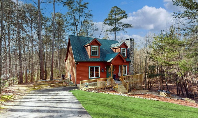 Sautee Nacoochee Cabin | Dog-friendly, two story cabin in woods w/screened-in deck, hot tub, pool table